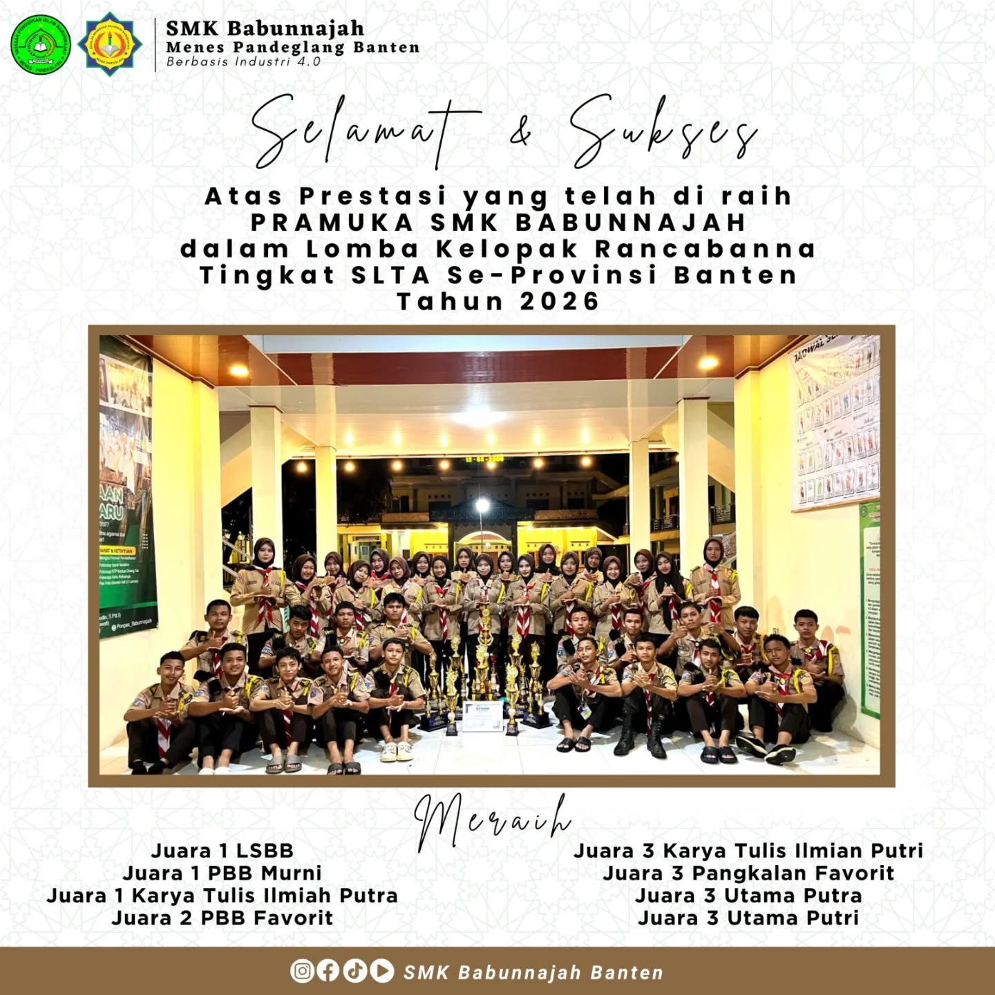 Pramuka SMK Babunnajah Juara Lomba Kelopak Rancabanna Se-Banten
